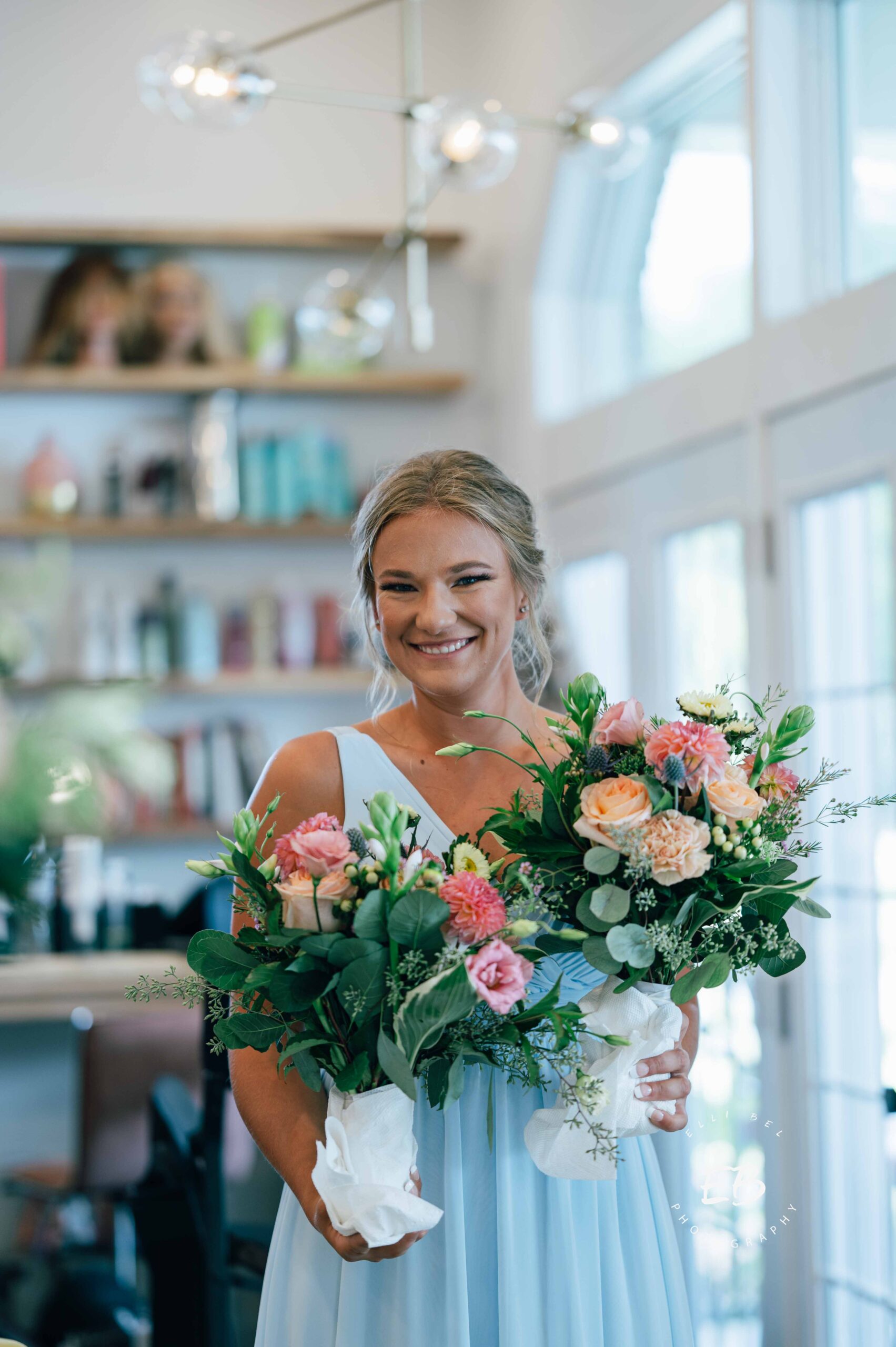 bridesmaid with flowers